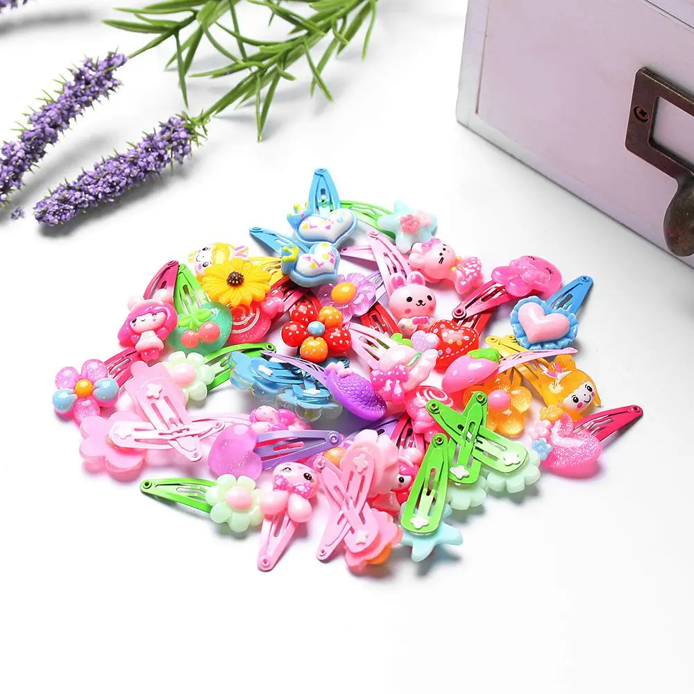 10/20Pcs Cartoon Flower Pattern Girls Hairpins Lovely Kids Hair Clips Butterfly Shaped Hair Jewelry Baby Infant Flower BB Clips