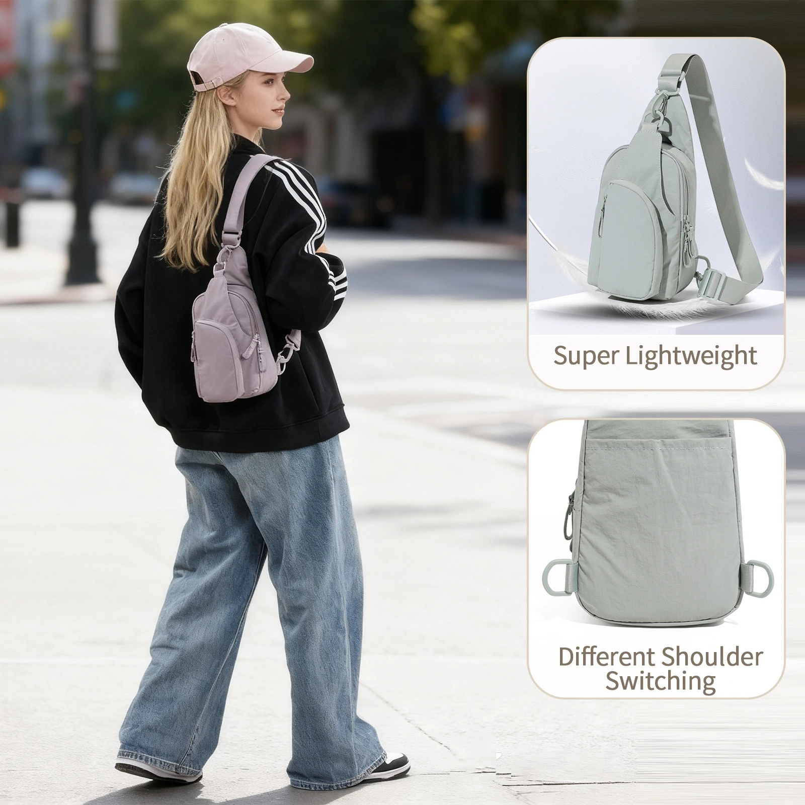 حقيبة كروس صغيرة للنساء والرجال خفيفة الوزن، حزمة يومية فاني لركوب الدراجات، مقاومة للماء من النايلون، حقيبة كتف للتخييم والمشي لمسافات طويلة #4