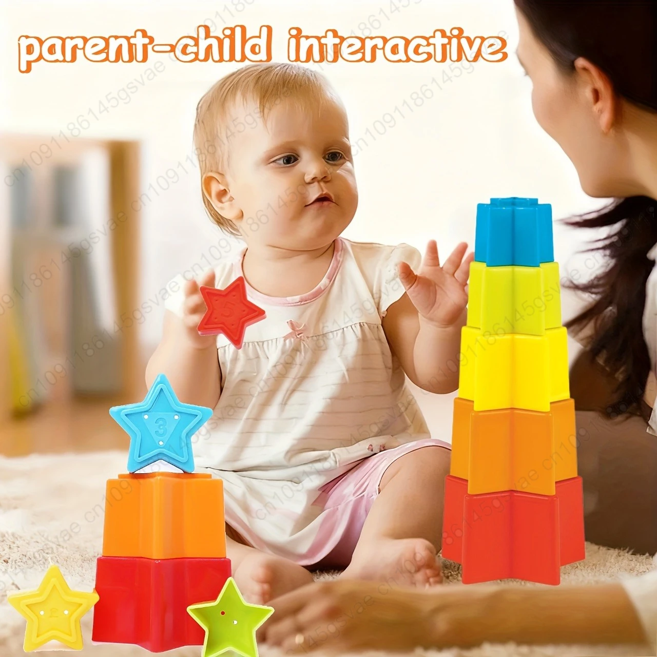 Jouets de salle de bain pour bébé à empiler étoiles, jouets éducatifs pour l'éducation précoce, tri, empilage, jouets d'épissure