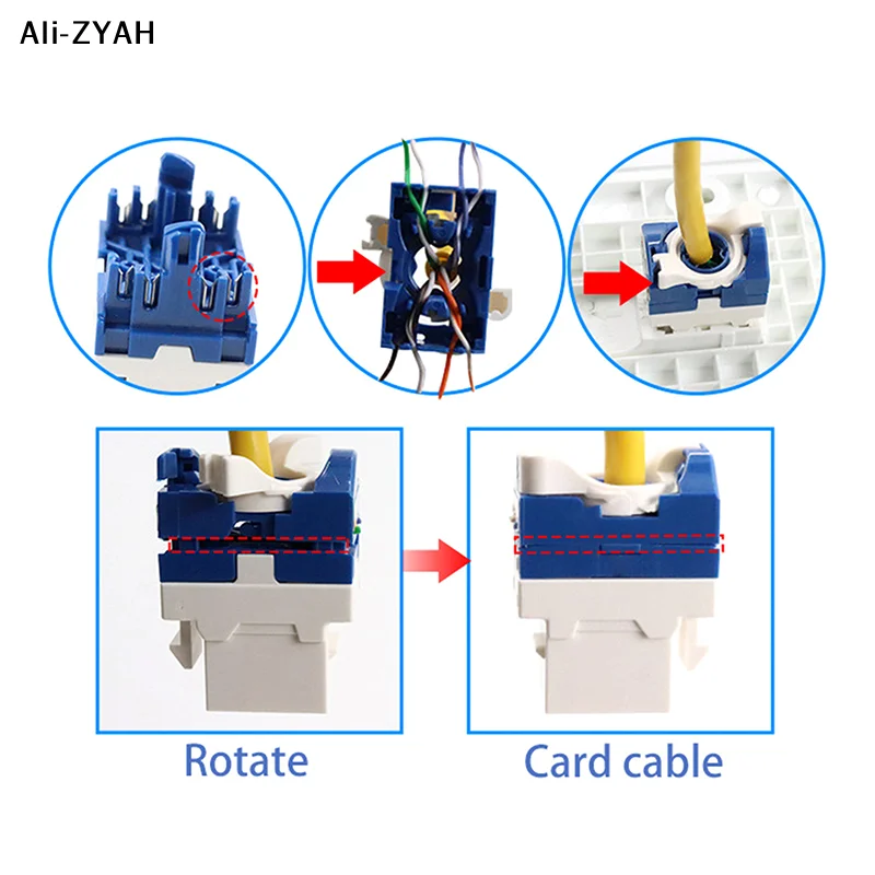 Conector Keystone CAT6 RJ45 de Plástico, Herramienta de Inserción de Cable LAN sin Herramientas, Módulo Ethernet Gigabit UTP, Conector de Internet sin Herramientas