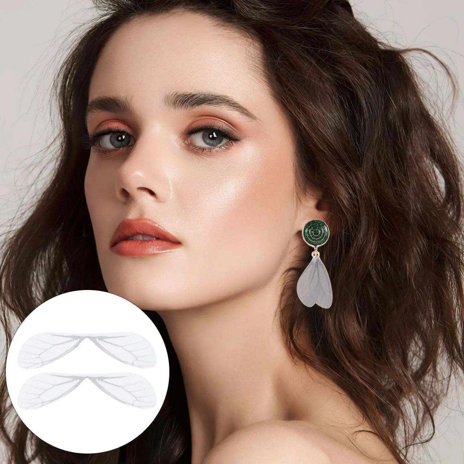 

200Pcs Simulated Dragonfly Wing Charms Lightweight Polyester Pendants for DIY Earrings Jewelry Making Supplies