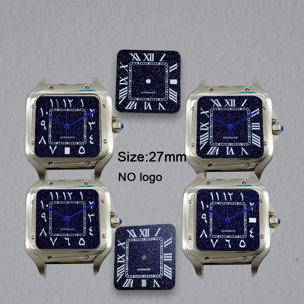High-Quality No Logo 27mm Roman Square Numerals Dial For NH35 Movement Custom Logo Watch Dials Hands Accessories Repair Tools
