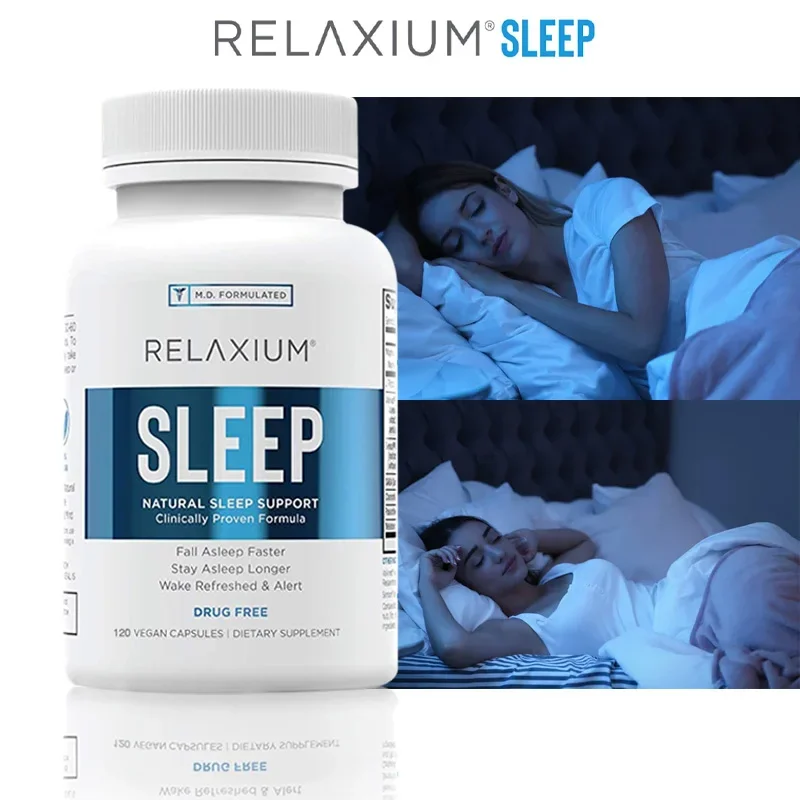 Natural sleep aid, sleep supplement to extend sleep and relieve stress, contains magnesium, melatonin, GABA, chamomile