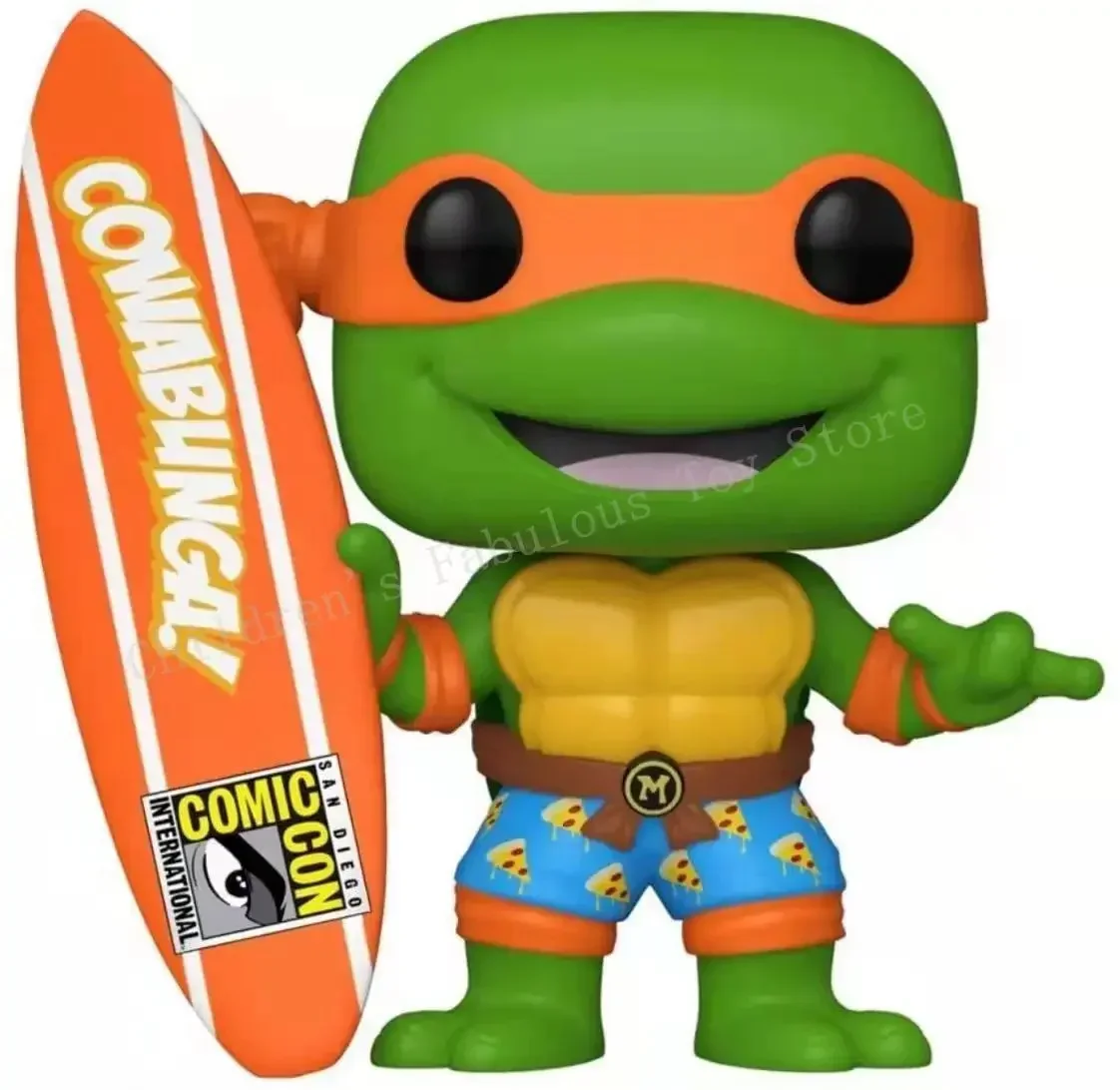 NUEVA llegada funko pop Tortugas # 18 Michelangelo con sufrboard # 1019 Figuras de acción de anime Colección de juguetes Muñecas Regalos para niños