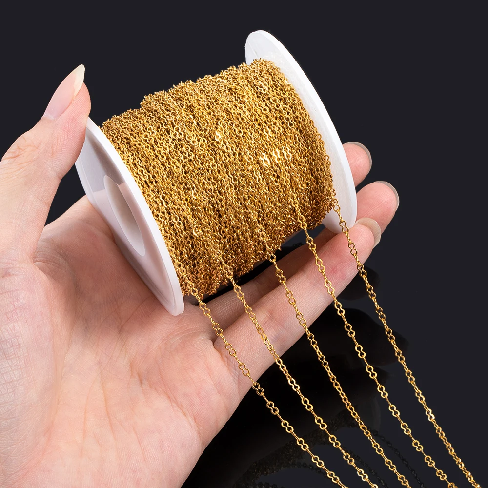 1Meter Stainless Steel Double Loop Link Chain Round 8 Shape 2mm Necklace Chain DIY Handmade Bracelet Material Jewelry Findings
