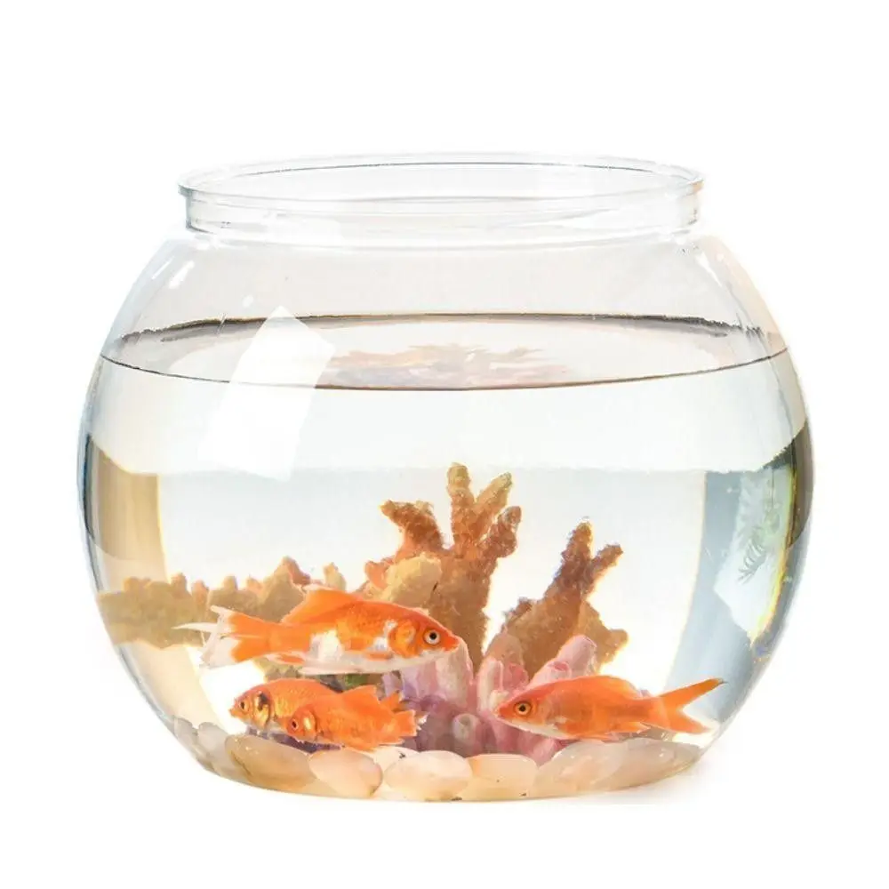 New Transparent Fish Tank Plastic Unbreakable Aquarium Round Lightweight Small Fish Bowl Home Decor
