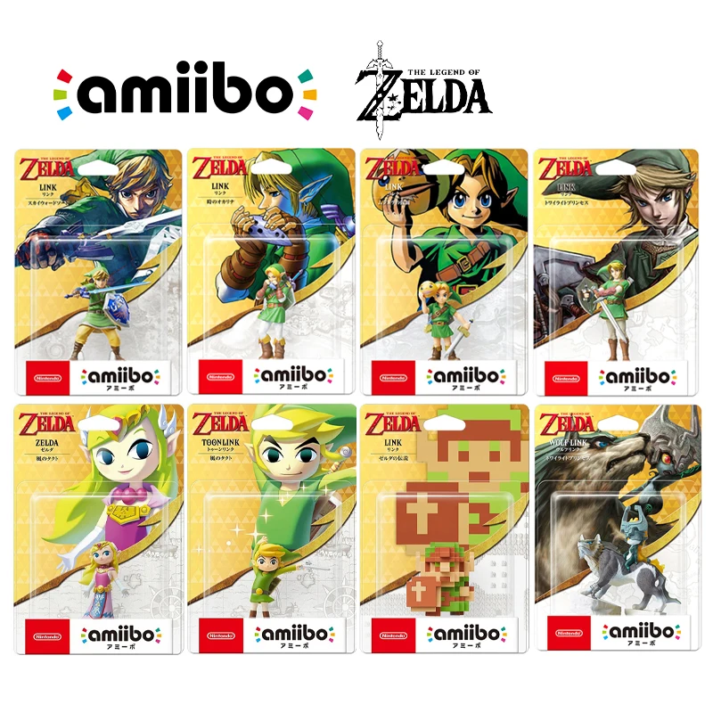 Nintendo Amiibo ‌ The Legend of Zelda Majora Ocarina Link Twilight Skyward Link Wind Waker Zelda Link Figura NFC Região Livre