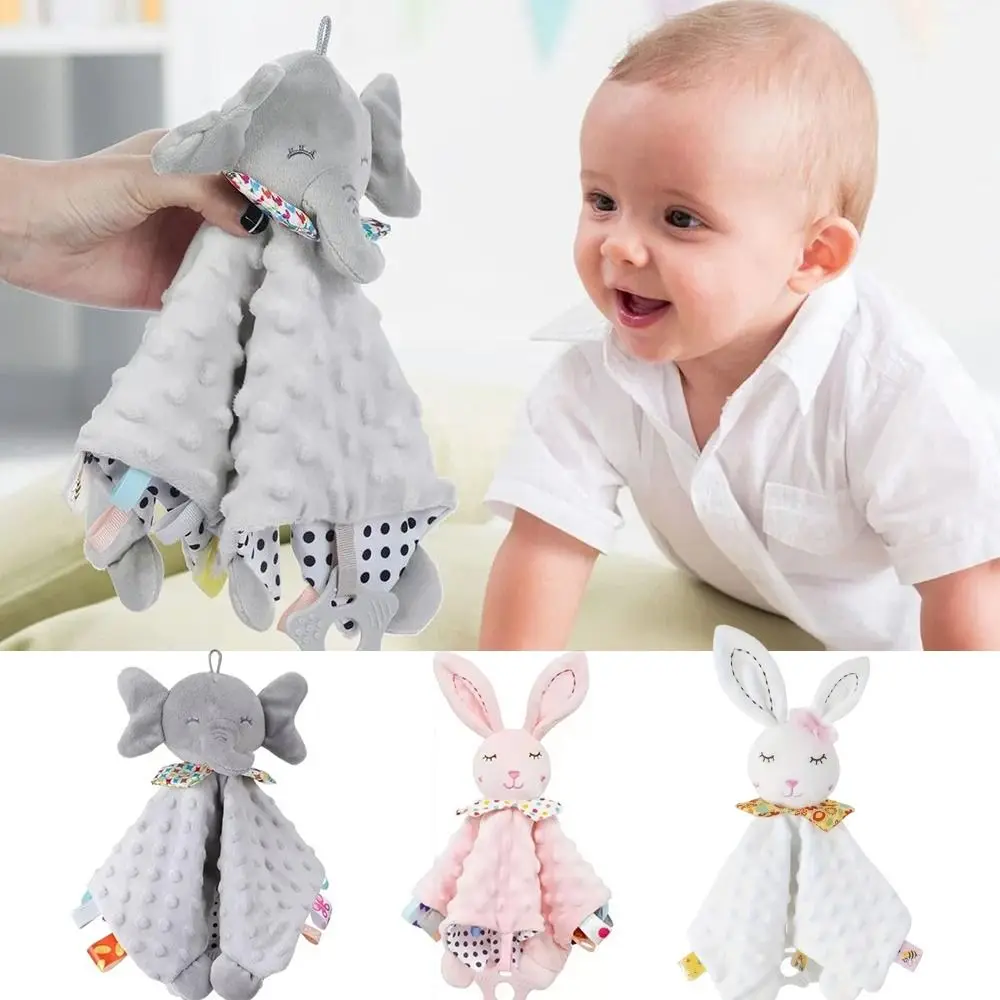 Uroczy kocyk 3w1 dla niemowląt, miękki, uspokajający, w kształcie słonia i królika, ręcznik uspokajający, zabawka uspokajająca, do wózka.