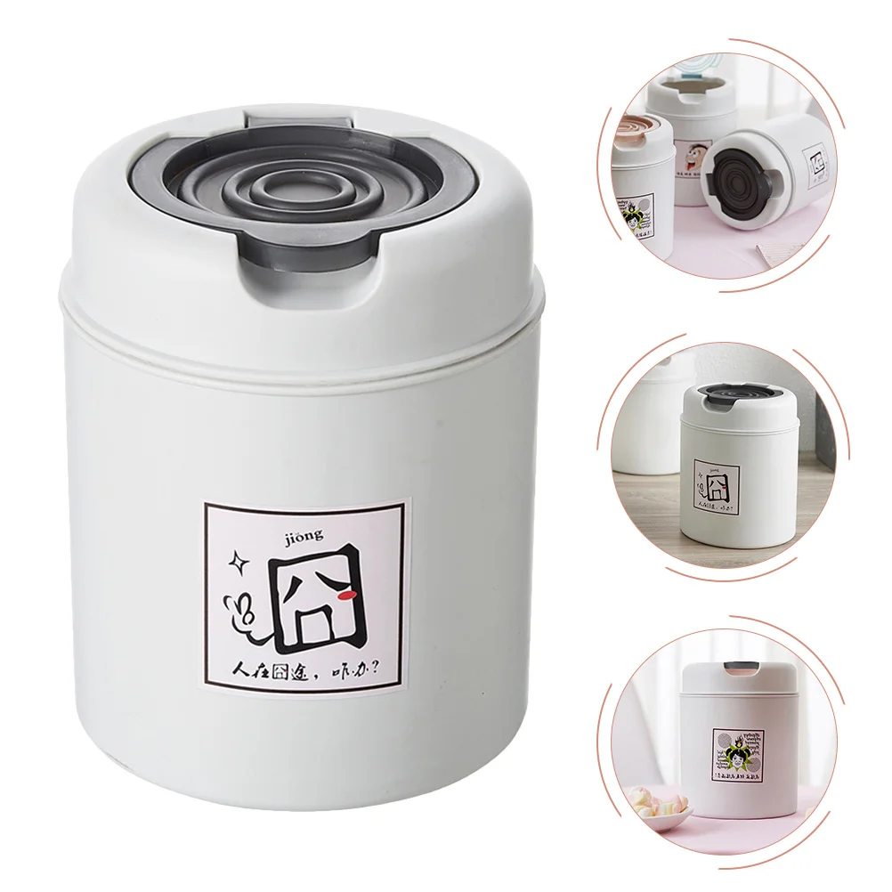 

Mini Trash Can Desk Desktop Lid PP Waste Bin Office Table Multi Functional Garbage Container Small Size Lightweight Modern