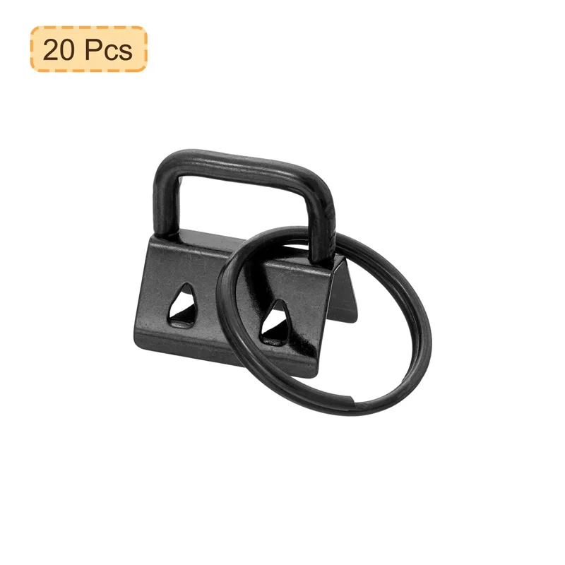 ABJO-Key Fob Hardware con anillos de llavero para correas de bolso, llavero de Metal negro, llavero con anilla, Hardware 20 piezas