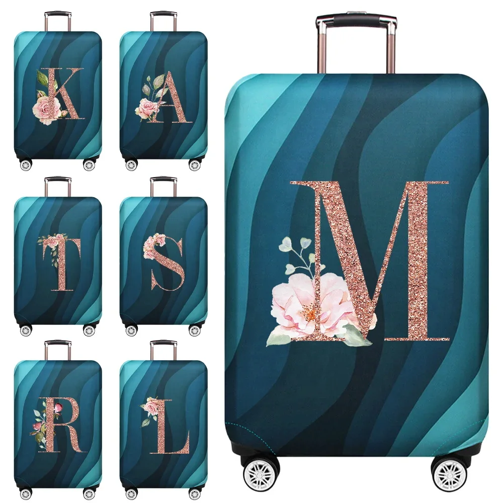 Luggage Covers 18-32inch Protector Travel Luggage Suitcase Protective Cover Stretch Dust Covers Print Rose Gold Letter Series