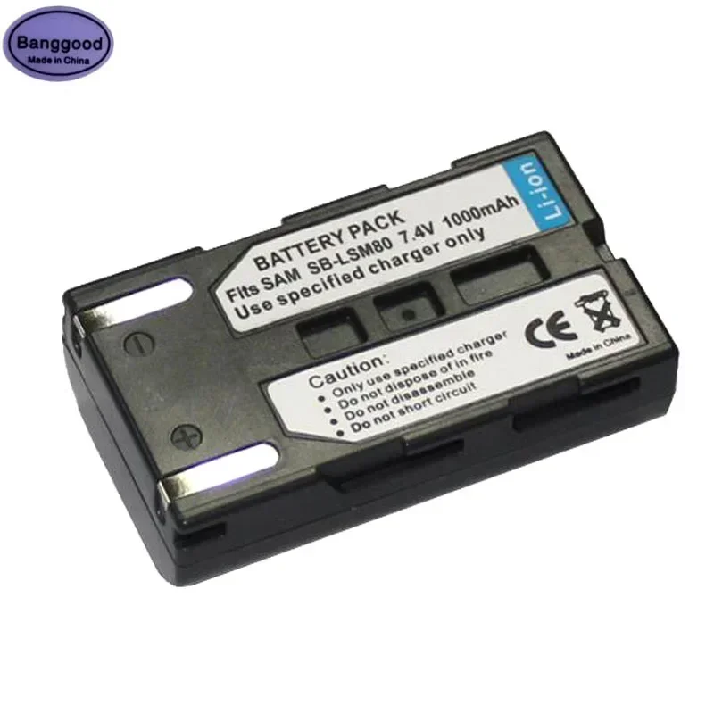 7.4V 1000mAh SB-LSM80 SBLSM80 Camera Battery + AC Charger For Samsung VP-DC175 DC565 DC575 DC161 DC163 SC-D357 DC165WB DC565WBi