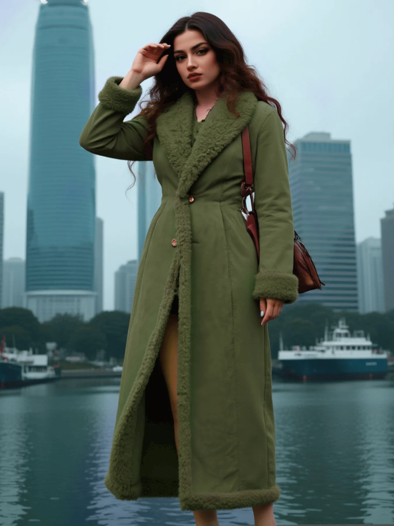 Fashion Commuter Cotton Coat Women's Trench Thickened Warmth Fleece Coat Autumn Winter New Women's Outerwear Female Trench Coat