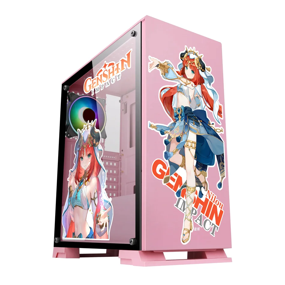 Genshin Impact Cartoon Vinyl Stickers for PC Case,Personality Anime Decor Decals for Atx Computer Chassis