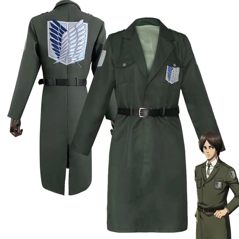 

Anime Attack on Titan Cosplay Coat shingeki no kyojin Costume Survey Corps Green Cloak Uniform Long Wind Coat Halloween Costumes