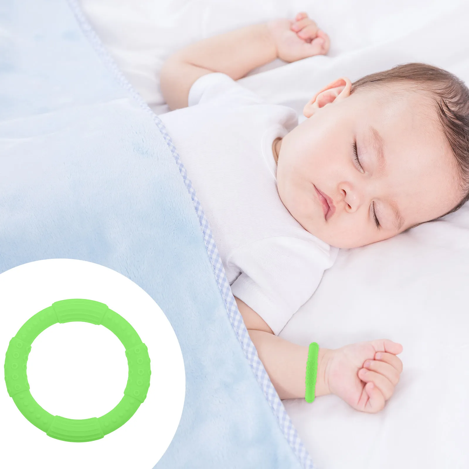 

1Pcs Baby Silicone Bracelet Teether Safe Soft Round Infant Chewing Molar Ring Teething Soother for Toddler Nursing