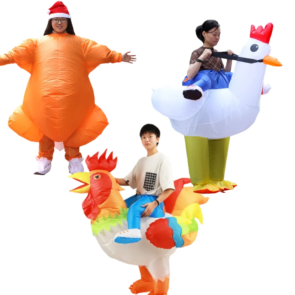 Chicken Turkey Inflatable Costume, Ride On Rooster Blow Up Suit, Adult Fancy Dress for Halloween Christmas Carnival Party Cospla