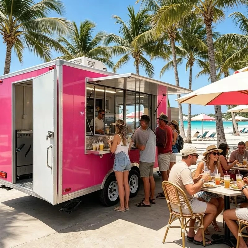 Commercial Mobile Food Truck Trailer Coffee Milk Shake Food Truck Soft Cold Drink Custom Fiberglass Food Trailer for Sale