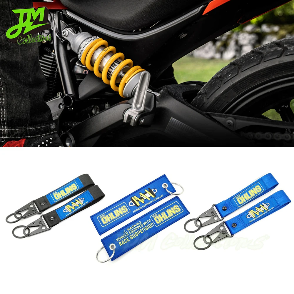 Motorcycles Keychain Shock Absorption OHLINS Embroidery Key Strap Key Tags Backpack Hang For Motorcycle Key Pendant Accessories