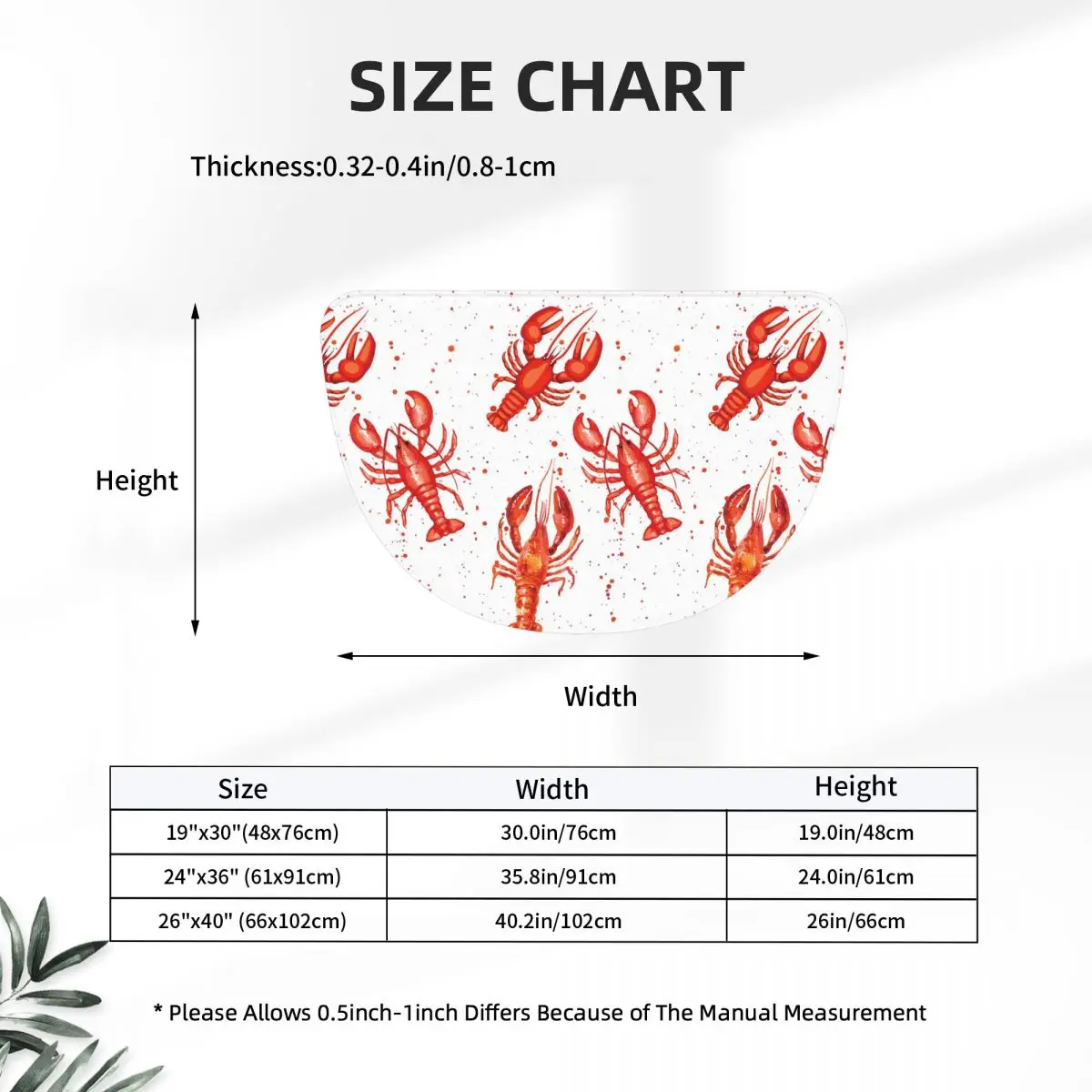 Lobsters And Lobster Seafood Festival Soft Flannel Half Round Doormat Non Slip Bathroom Mat Absorbent Floor Carpet for Garage