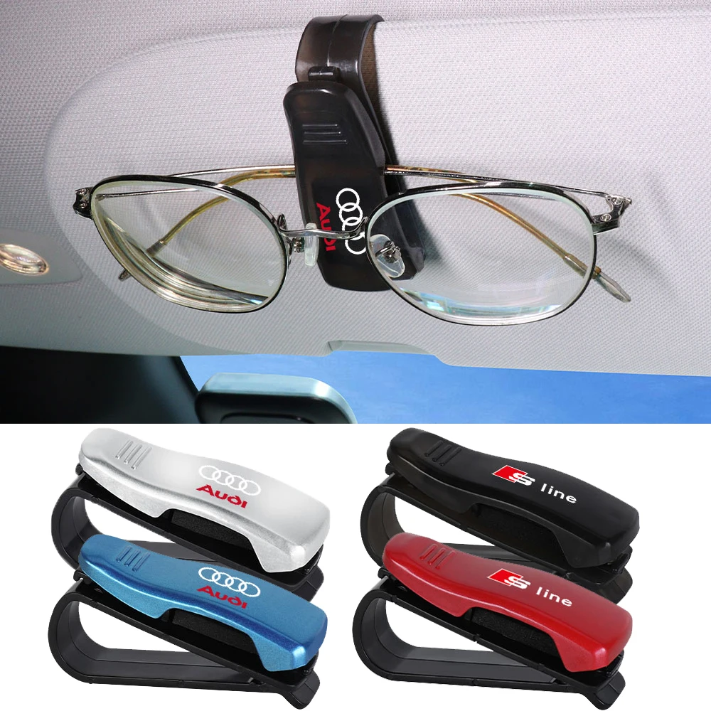 2pcs Car Styling Sunglasses Holder AUTO Sun Visor Glasses Clip Card Ticket Stand for Audi SLINE A4 B8 B6 B9 B7 A1 Q3 A7 A3 8P 8V