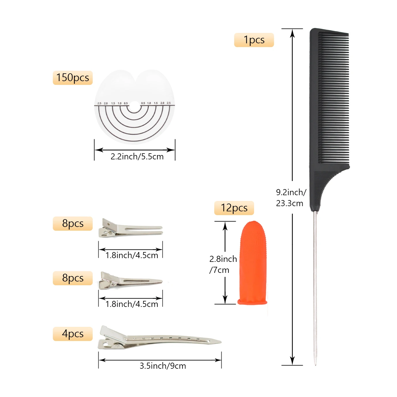 150 Pcs Heat Shield Guards with Graduations Fusion Glue Protector Templates and Hair Clips Set for Hair Extensions