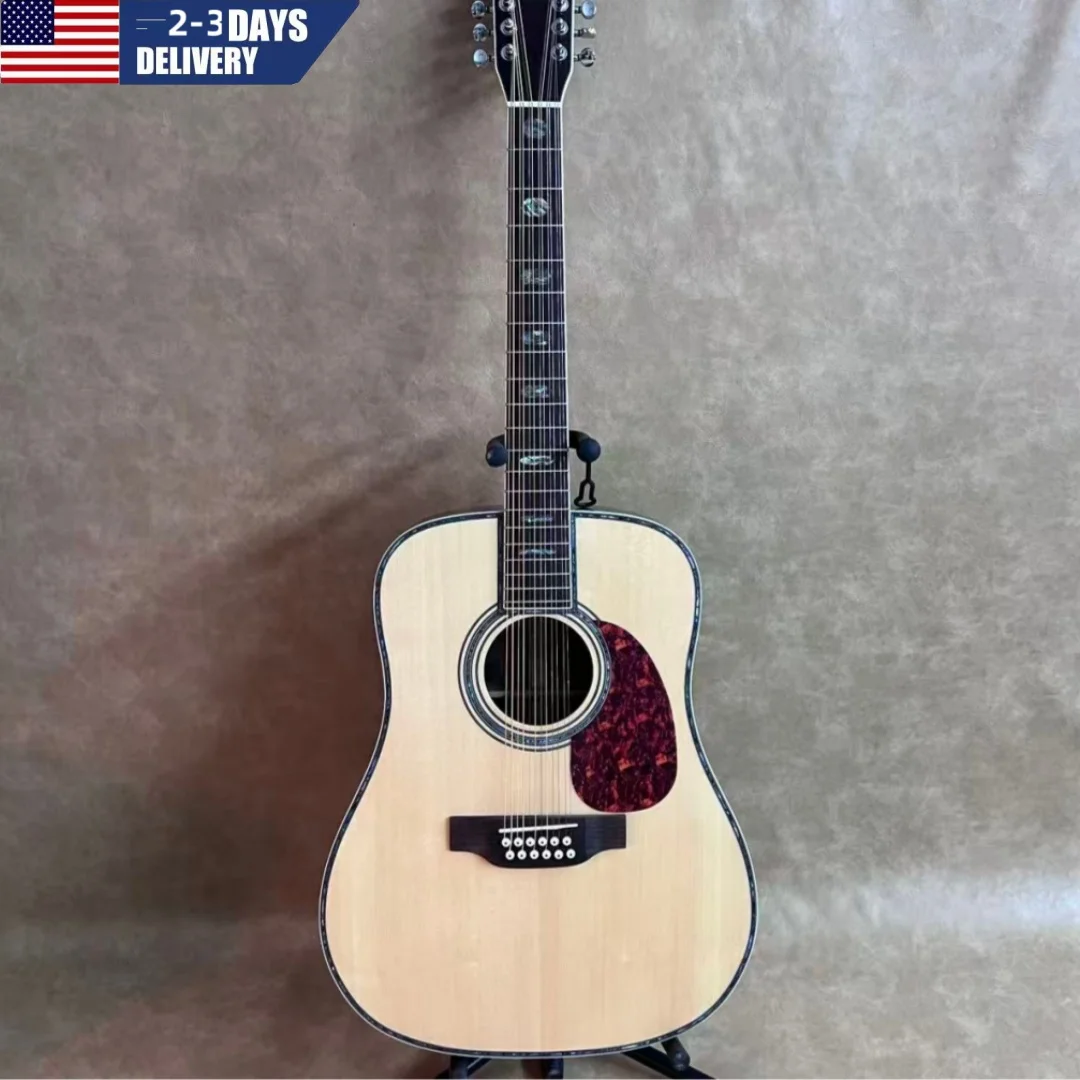 

Natural Wood Color with 12 Strings Acoustic Guitar Rosewood Fingerboard with Bone Nut in Stock