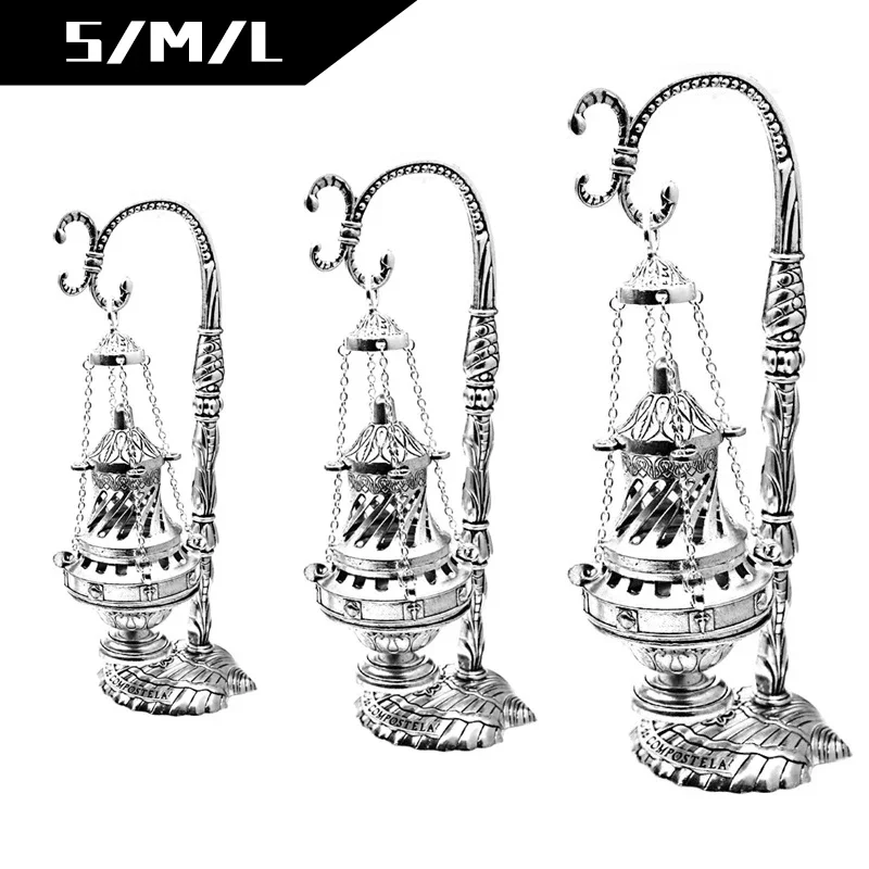 S/M/L الصليب مبخرة العتيقة منحوتة الكنيسة المسيحية البخور الموقد أواني العبادة الدينية الآثار الحرف مصلى هدية مزخرفة
