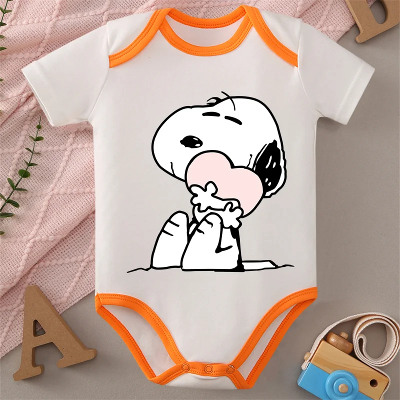 

MINISO 100% Cotton Jumpsuit Snoopy Woodstock Print Baby Cloths Onesie Bodysuit for 0 To 12 Months Newborn Best Gift for Baby