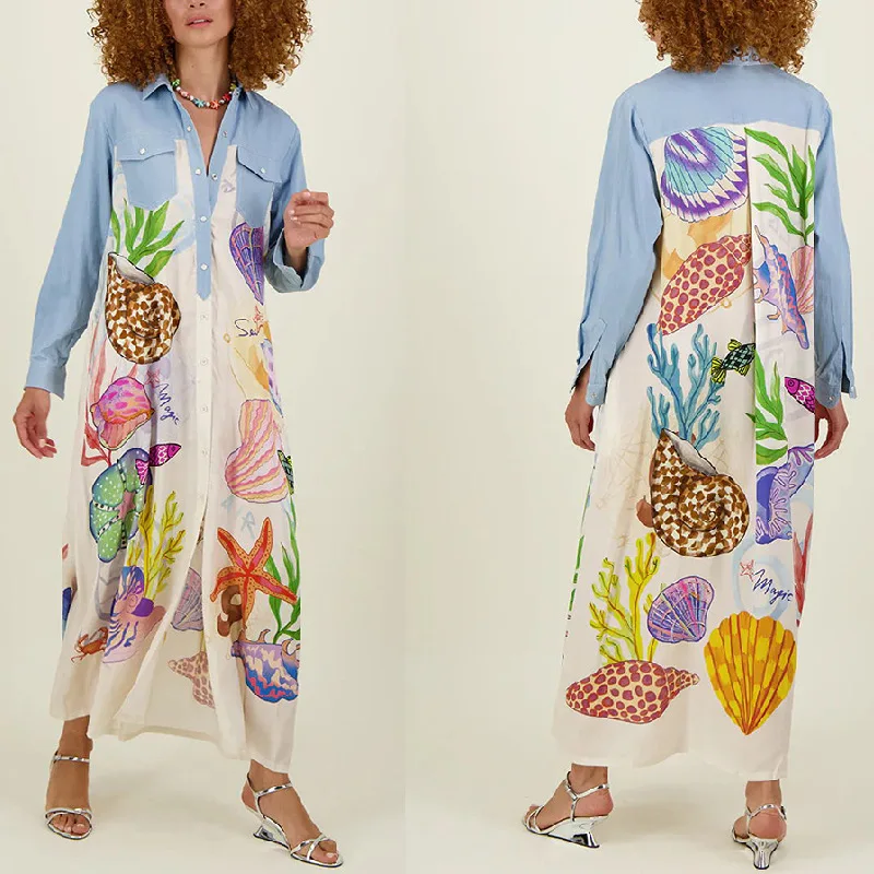 

2026 New Autumn Personalized Print Long Single-breasted Long Sleeve Shirt For Women Summer Dresses 2026 Sexy Y2k、 Prom Bandage