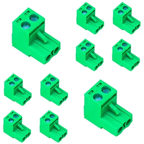 

10 Pack 5.08mm Pitch Green Phoenix Type Connector 2 Pin PCB Screw Terminal Block