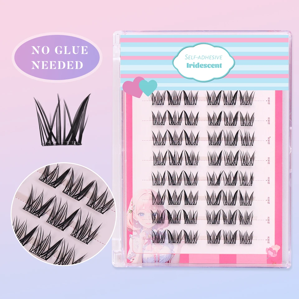 Cluster Self  Adhesive No Glue Needed Eyelashes Manga Lashes High Capacity Reusable Individual Lashes Makeup Tools Cils DIY Lash