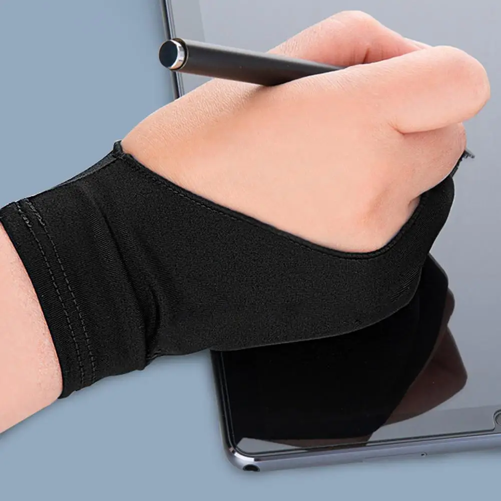 Two Finger Artist Drawing Glove Anti-fingerprint Anti-touch Screen Acrylic Soft Breathable Hand Prevent Smudge For Graphic Table