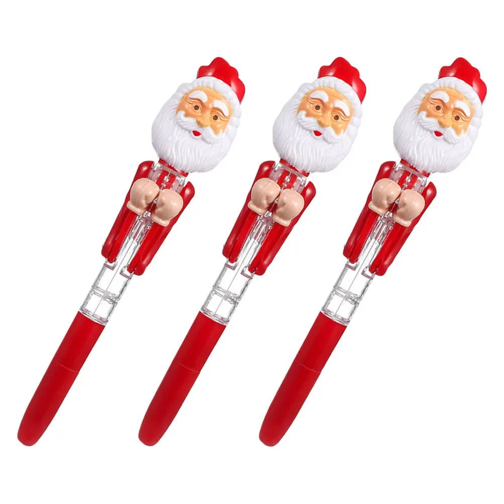 

3 шт. перчаточная ручка со светодиодной подсветкой, выдвижная шариковая ручка, новинка, рождественский письменный инструмент для праздничной вечеринки