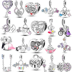 Silver Plated Sisters Lover Charms Beads Fit Original Bracelet Necklace DIY Bead For Women Jewerly Make Gift