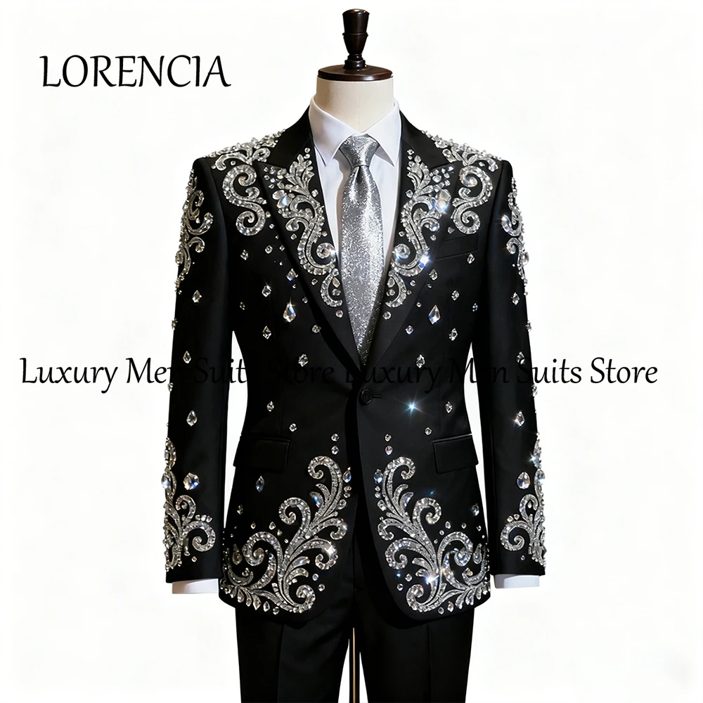 رائعة الماس الدعاوى للذكور 2 قطعة كريستال البدلات الرسمية مجموعة مساء ملابس الحفلات مخصصة السترة السراويل رداء خطاباتخطابهزوجات فام #1