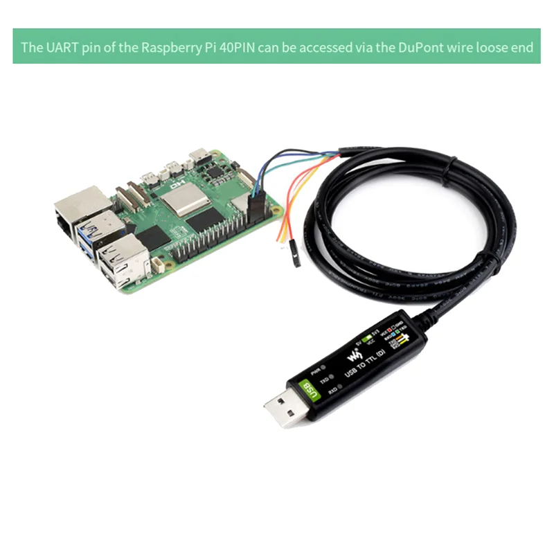 Waveshare Industrielles USB-zu-TTL-D) serielles Modulkabel FT232RNL 300 Bps-3 Mbit/s für Raspberry Pi 5 serielles Port-Debugging-Modul