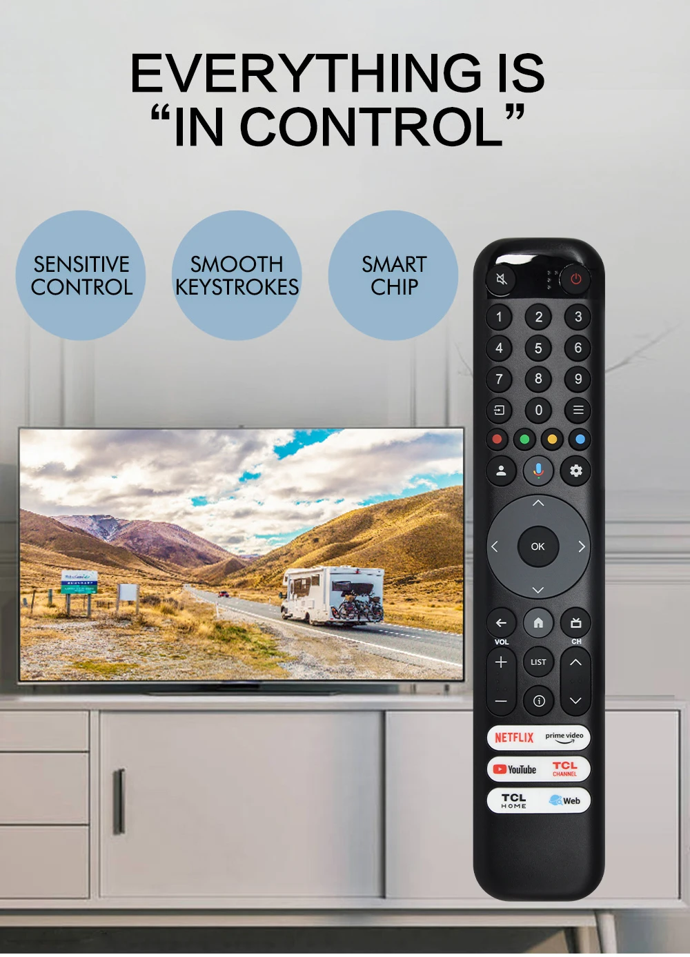 RC833 GUB1 Telecomando vocale di ricambio adatto per TCL 4K QLED Smart
