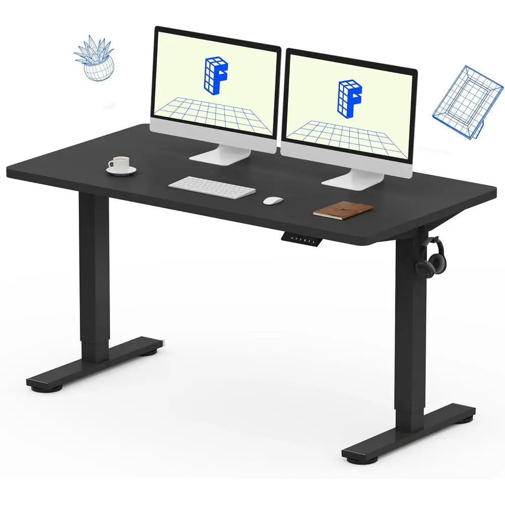 

Электрический регулируемый стол, рабочий стол толщиной 55x28 дюймов, 1 дюйм, черный для домашнего офиса и использования с несколькими устройствами