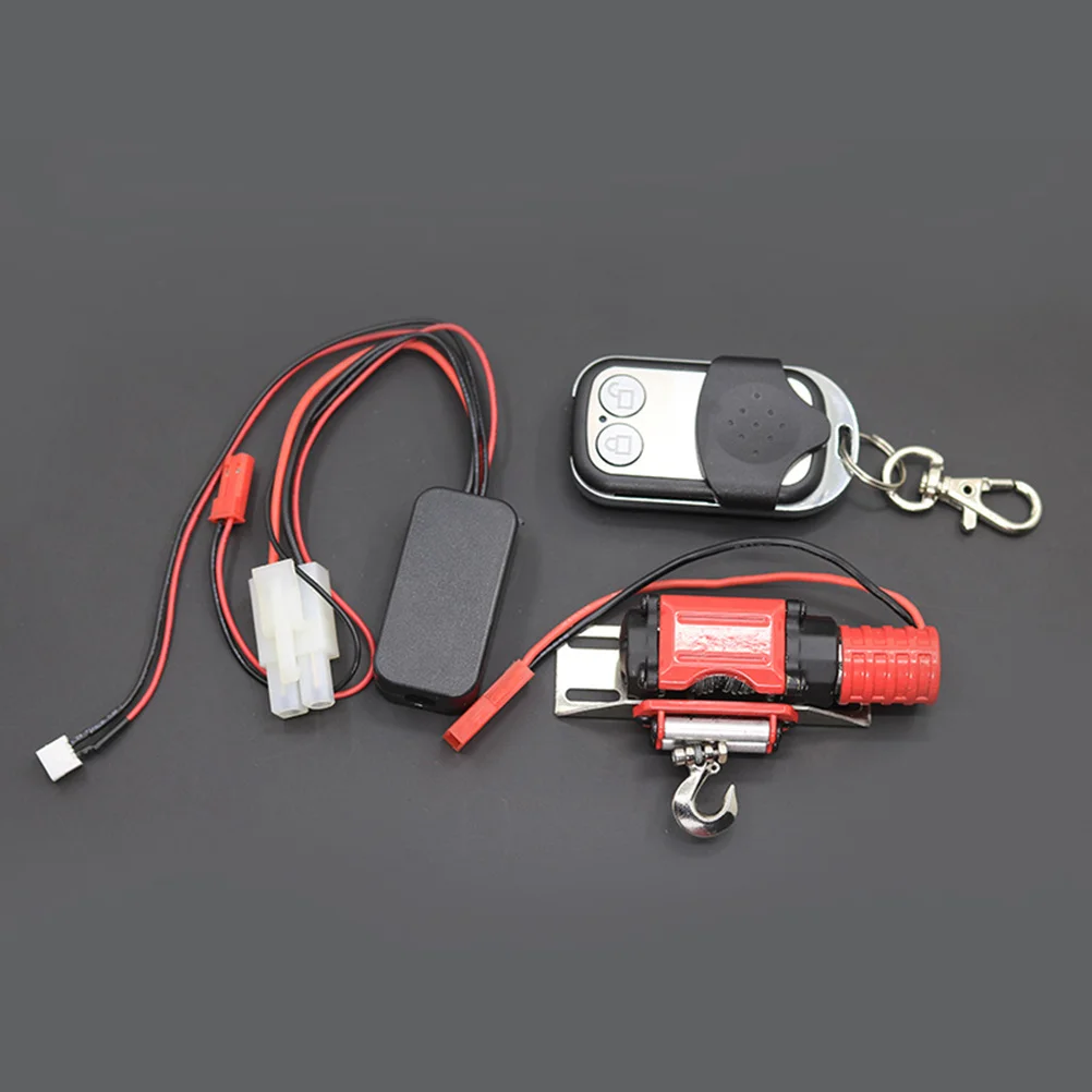 Silnik symulacyjny do samochodu terenowego RC 1/10, czerwono-czarny, wytrzymały, metalowy, elektryczny, o niskim poziomie hałasu, wciągarka do samochodu RC.