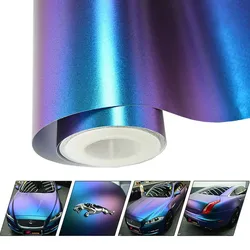 30 x 100CM Chameleon Vinyl Wrap Matte Metallic Vehicle Film Purple to Blue Stretchable Air Release DIY Decals (Purple to Blue)