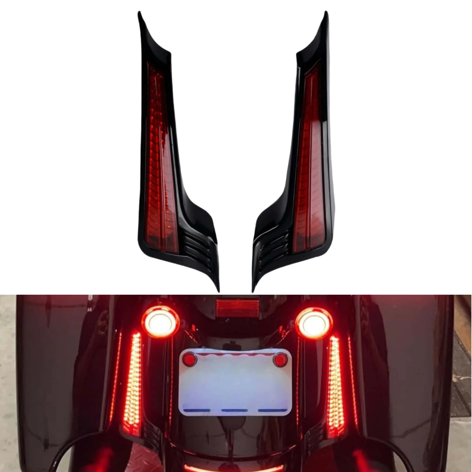 

Лампа заднего крыла мотоцикла, светодиодная наполнительная панель, указатель поворота, стоп-сигнал, черный для Harley Street Glide Road King FLHX FLTRXS 14-24