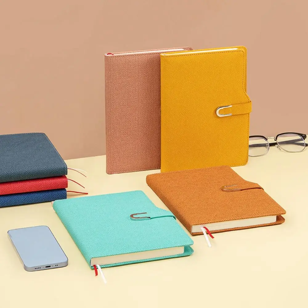 200 Pages A5 Notepad PU Leather Cover Thickened Paper Students Notebook Horizontal Line Wear-resistant Diary Meeting Minutes