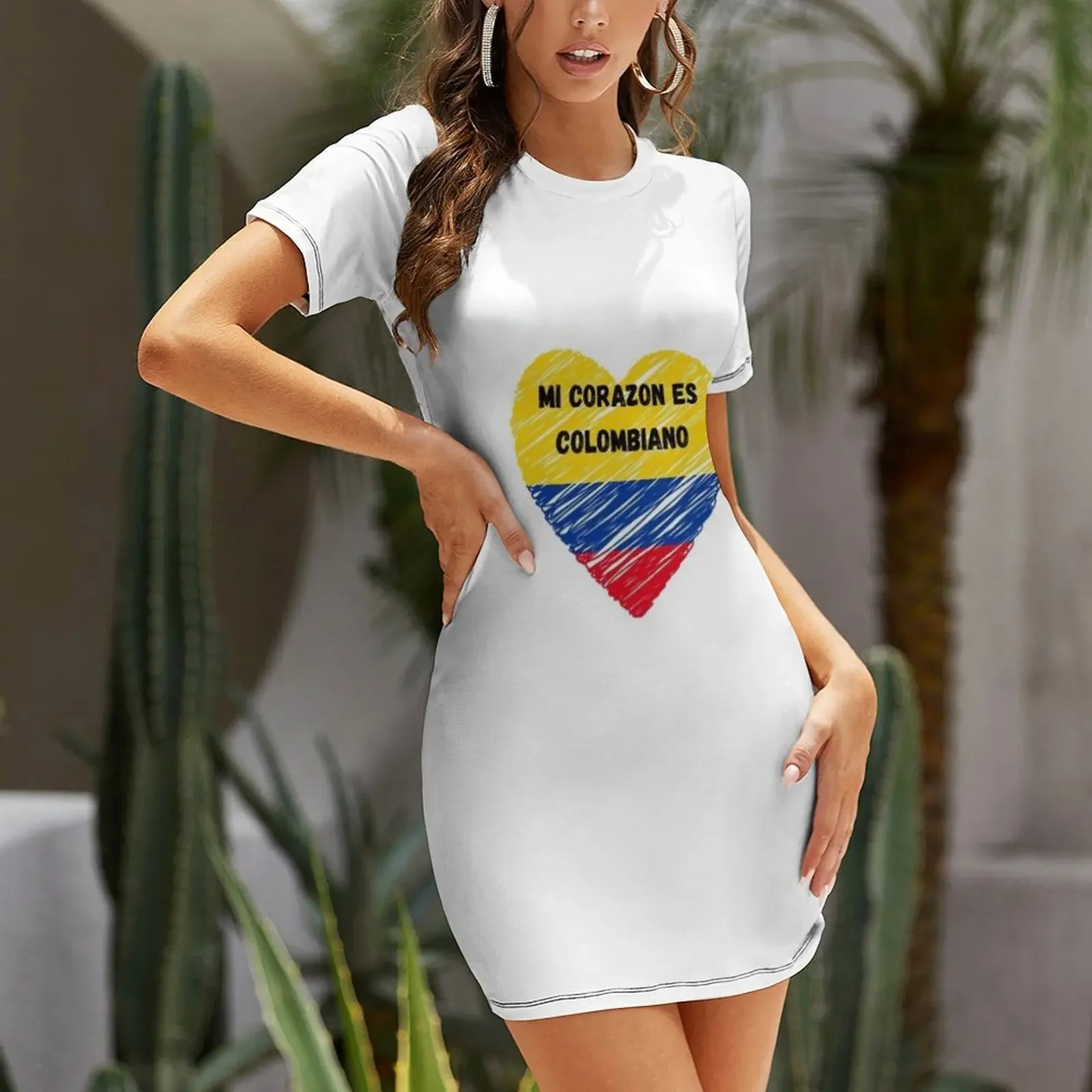 My heart is colombian Short-Sleeved Dress women's summer dress 2025 long dress women summer sensual sexy for women