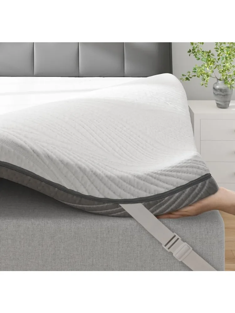 Topper de colchão de espuma viscoelástica, colchão king de 3 polegadas com gel de resfriamento e capa de tencel lavável, rel macio e de pressão