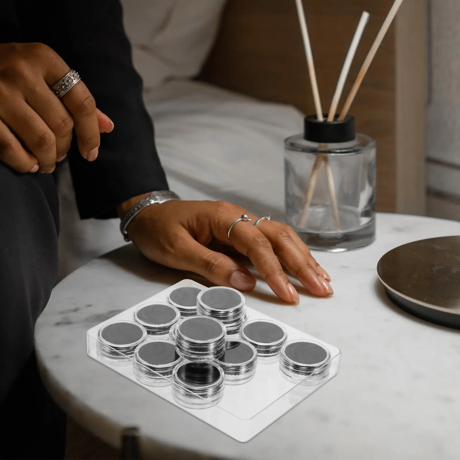 

1Set Premium Acrylic Jewelry Display Box Stylish Minimalist Design for Gemstones Rings Brooches Earrings Desktop Retail Store