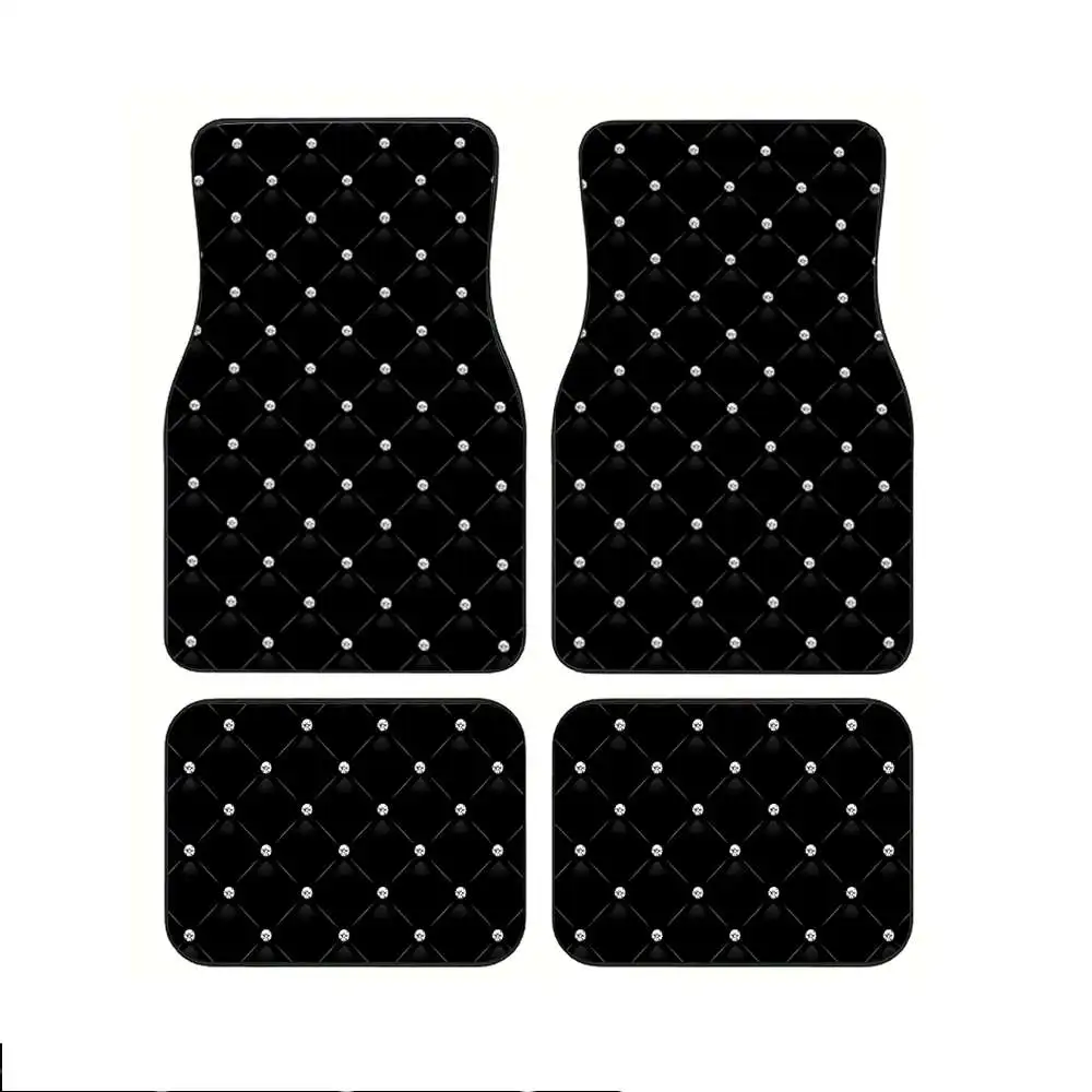 4-Pack White Polka Dot Full-Cover Car Mats - Soft Easy Clean, XPE Anti-Slip, All-Season, Fits SUVs, Christmas Gift