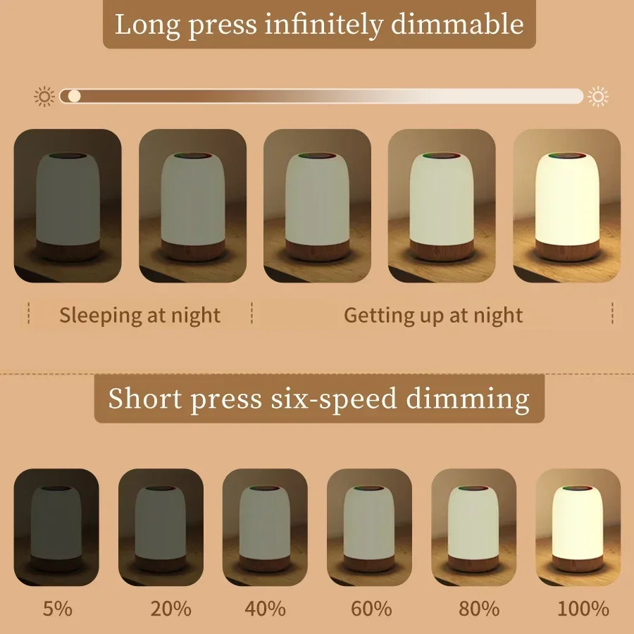 LED Table Lamp Touch Dimmable Bedside Lamp RGB Dreamcolor Kids Gift Light Rechargeable Bedroom Living Room Decor Night Light