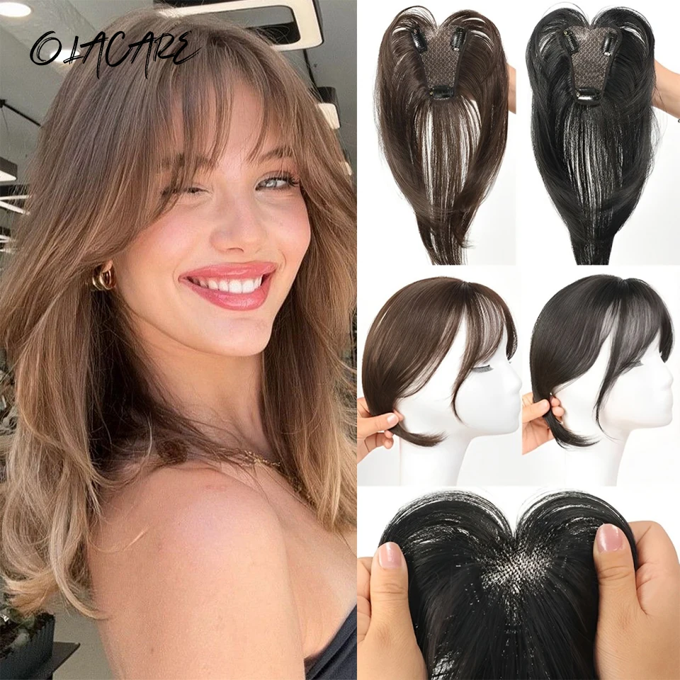 

Парик OLACARE, женская фигурка, восемь челкой, увеличение количества, имитация челки из человеческих волос, наращивание на клипсах, синтетическая застежка