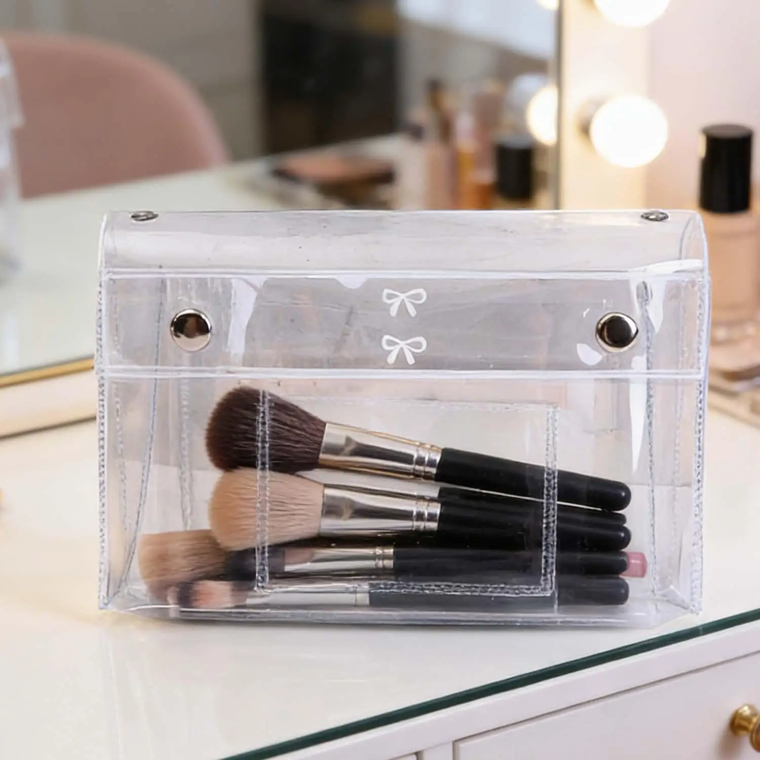 4-Layer PVC Transparent Makeup Bag Travel Toiletry Organizer & Multi-Purpose Pencil Case Bags for Students